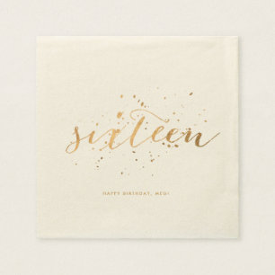 Gold Confetti 16 . Geburtstag 16. Geburtstag Ecru Serviette