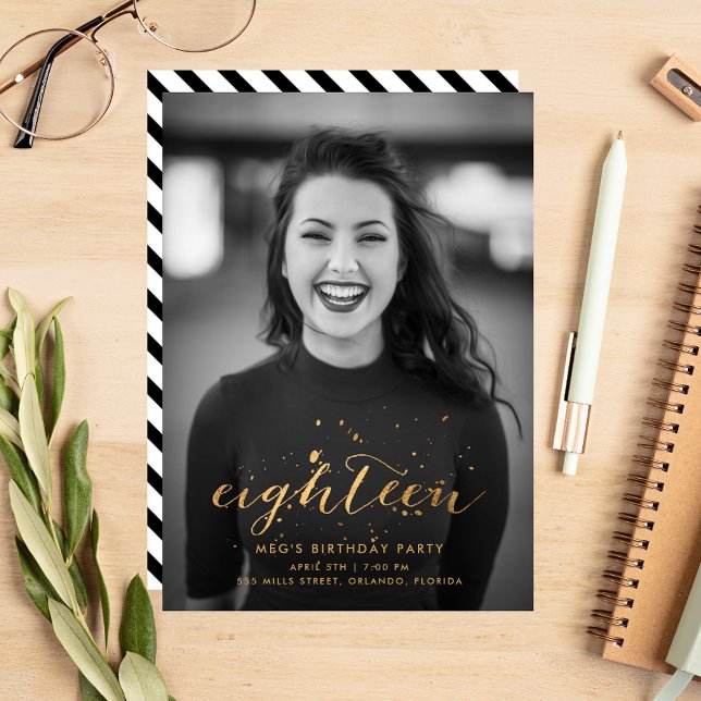Gold Confetti 18. Geburtstag Foto Einladung (Von Creator hochgeladen)