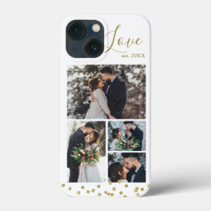 Gold Confetti 4-Foto Collage Personalisiert Case-Mate iPhone Hülle