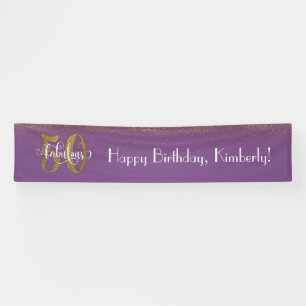 Gold Confetti 50 & Fabulous Happy Geburtstag, Lila Banner