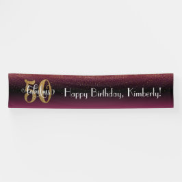 Gold Confetti 50 & Fabulous Hot Pink + Black Ombre Banner