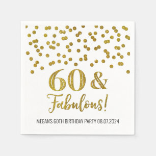 Gold Confetti 60 & Fabulous Geburtstag Napkins Serviette