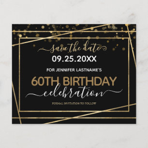 Gold Confetti 60. Geburtstag Save the Date Flyer