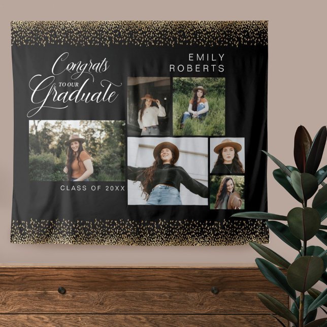 Gold Confetti 6 Foto Collage Glückwünsche zu unser Wandteppich (Von Creator hochgeladen)