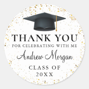 Gold Confetti Abschluss Vielen Dank Runder Aufkleber