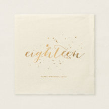 Gold Confetti Achtzehn 18. Geburtstagsparty Ecru