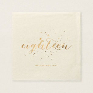 Gold Confetti Achtzehn 18. Geburtstagsparty Ecru Serviette