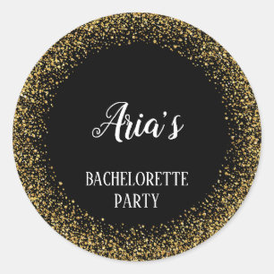 Gold Confetti auf Black Bachelorette Umschlag Aufk Runder Aufkleber