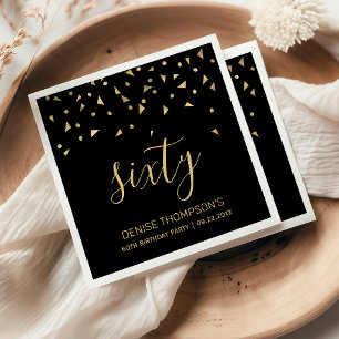Gold Confetti auf der 60. Geburtstagsparty Serviette