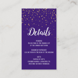Gold Confetti auf Lila Details Beipackkarte Begleitkarte