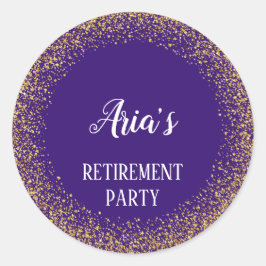 Gold Confetti auf Lila Party-Umschlag Aufklebern Runder Aufkleber