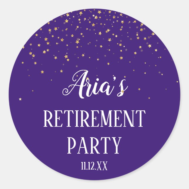 Gold Confetti auf Lila Umschlag Aufkleber (Vorderseite)