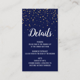 Gold Confetti auf Navy Blue Details Beilage Karte