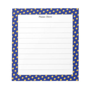 Gold Confetti auf Navy Blue Frame Lined Notizblock