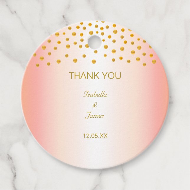 Gold Confetti auf Rose Gold Geschenkanhänger (Vorderseite)