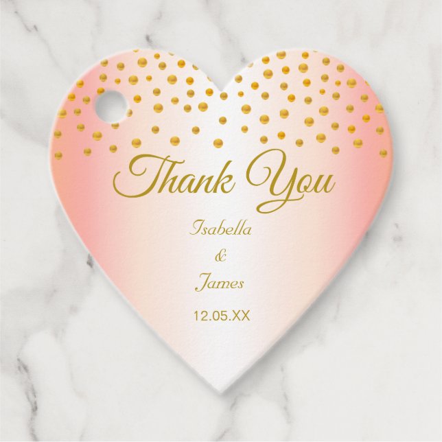 Gold Confetti auf Rose Gold Geschenkanhänger (Vorderseite)