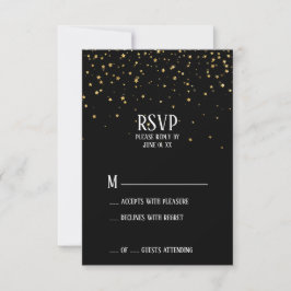 Gold Confetti auf RSVP-Karte der Black Graduation  RSVP Karte