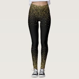 Gold Confetti auf schwarz Leggings