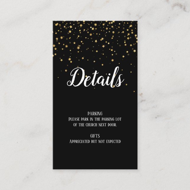 Gold Confetti auf Schwarzen Abschluss Details Beil Begleitkarte (Vorderseite)