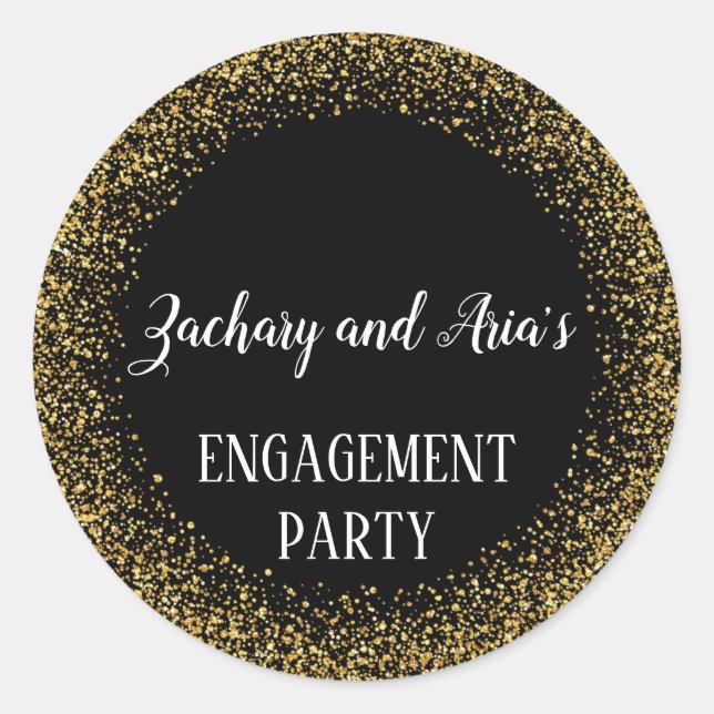 Gold Confetti auf Umschlag Aufklebern der Black Ve Runder Aufkleber (Vorderseite)