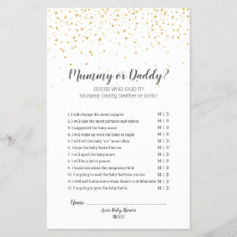 Gold Confetti Baby Shower Mummy oder Daddy Game Flyer