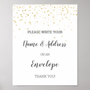 Gold Confetti Babydusche Anrede eines Umschlagszei Poster