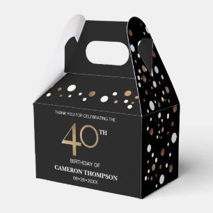 Gold Confetti Black 40. Geburtstag Funchbox Geschenkschachtel