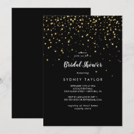 Gold Confetti | Black Bridal Shower Einladung