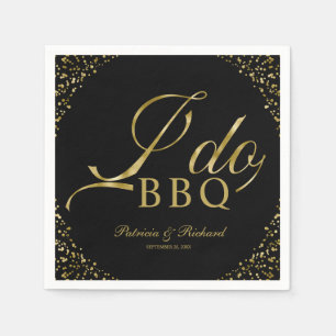 Gold Confetti Black I Do GRILLEN Engagement Party Serviette