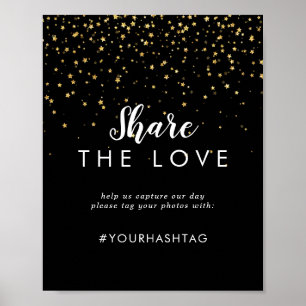 Gold Confetti Black Share the Liebe Sign Poster