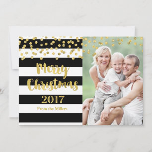 Gold Confetti Black Stripes Frohe Weihnachten 2017