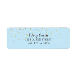 Gold Confetti Blue Baby Dusche Rücksendeadresse