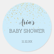 Gold Confetti Blue Baby Dusche Umschlag Aufkleber
