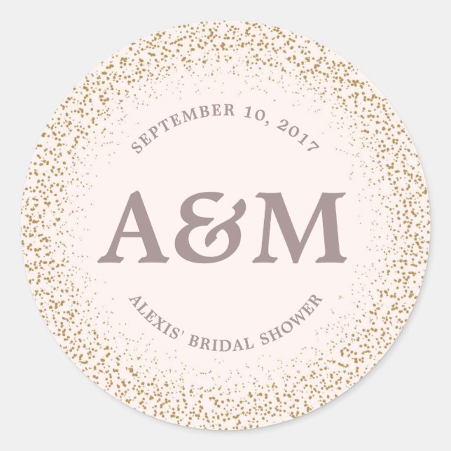 Gold Confetti Brautparty Gefälligkeitsticker Runder Aufkleber (Vorderseite)