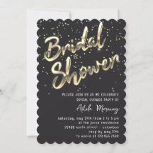Gold Confetti Brautparty Script Gray