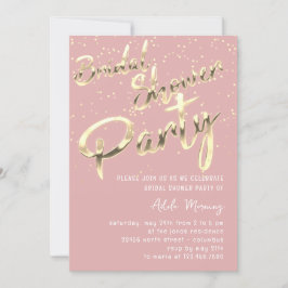 Gold Confetti Brautparty Script Rosa Rose Einladung