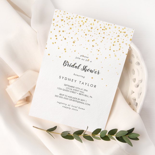 Gold Confetti Bridal Dusche Einladung (Von Creator hochgeladen)