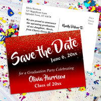 Gold Confetti Bright Red Abschluss Save the Date