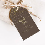 Gold Confetti Brown Wedding Vielen Dank Geschenkanhänger<br><div class="desc">Diese goldene konfetti braune Hochzeit danke Ihnen für die Anhänger sind perfekt für einen rustikalen Hochzeitsempfang. Das einfache und elegante Design zeichnet sich durch klassische und extravagante Schriftzeichen in Gold aus. Personalisieren Sie diese Tags mit einer kurzen Nachricht, Ihren Namen und Ihrem Hochzeitsdatum. Sie können den Wortlaut dieser Tags ändern,...</div>