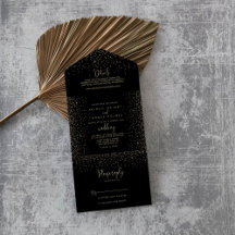 Gold Confetti Calligrafy Extravagant Script Weddin