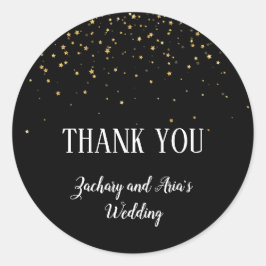 Gold Confetti Calligraphie|Black Danke, dass Sie Runder Aufkleber