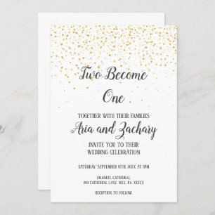 Gold Confetti Calligraphie Two wird eine Hochzeit Einladung