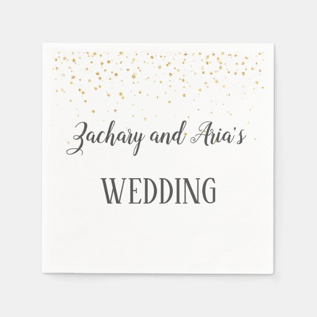Gold Confetti Calligraphy Napkins Serviette (Vorderseite)
