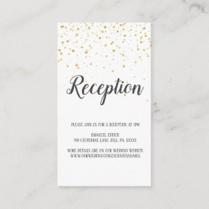 Gold Confetti Calligraphy Wedding Reception Card Begleitkarte