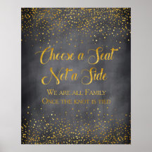Gold Confetti Chalkboard Hochzeitszeichen