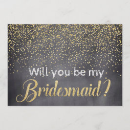 Gold Confetti Chalkboard Werden Sie meine Bridesma Einladung