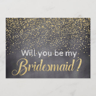 Gold Confetti Chalkboard Werden Sie meine Bridesma Einladung
