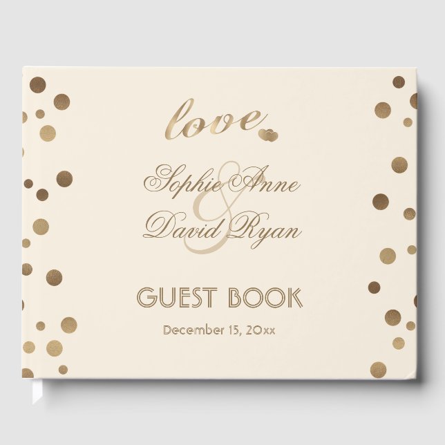 Gold Confetti Champagne Custom Wedding Gästebuch (Vorderseite)