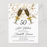 Gold Confetti Champagner Brille 50. Geburtstag