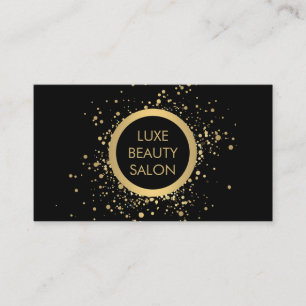 Gold Confetti Circle Black Business Card Visitenkarte
